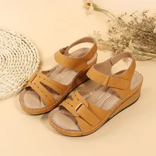  Women Shoes 2022 Summer Sandals Open Toe Sandals Ladies Comfy Sandals Woman Retro Casual Wedge Shoes Lightweight Chaussure Femme 