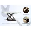 Xenda Modern Oval Glass Top Table with X-Shaped Base for Living Room, Bedroom, Home Office, 48 in, Dark Walnut Brown 6