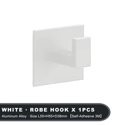 Sleek Black Self-Adhesive Wall Hooks for Keys, Clothing, and Towels (L1001 White 1PCS)
