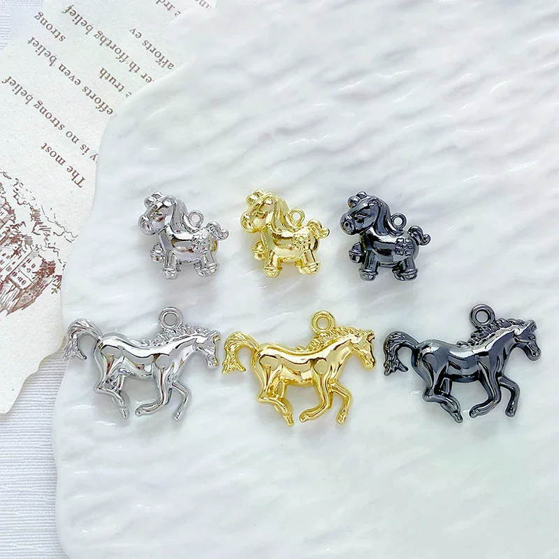 2Pcs/lot Cute Zinc Alloy Double-sided Running Horse Pendant Charms For DIY Handmade Necklace Bracelet Earrings Accessories