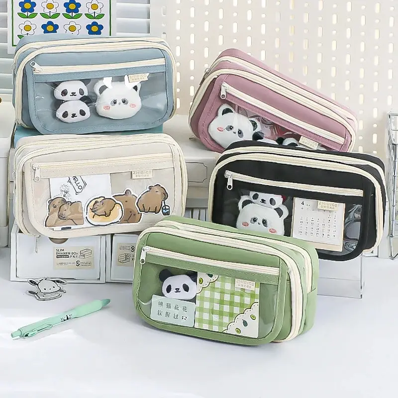 Deluxe 9-Layer Pencil Case with Clear Compartment & Magnetic Button Closure