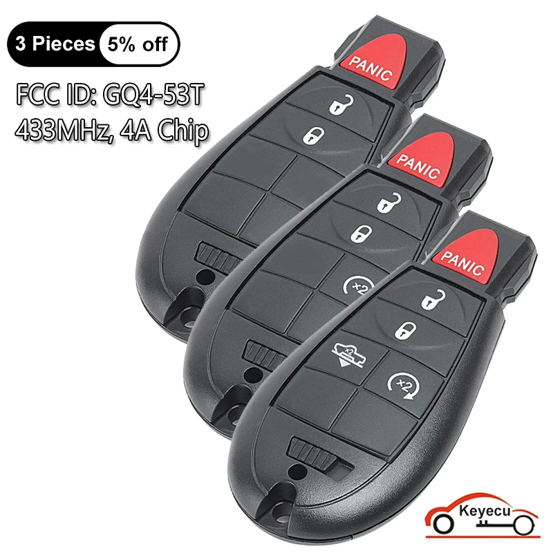 

KEYECU 3 4 5 кнопок 433 МГц 4A чип для Jeep Cherokee 2014 2015 2016 2017