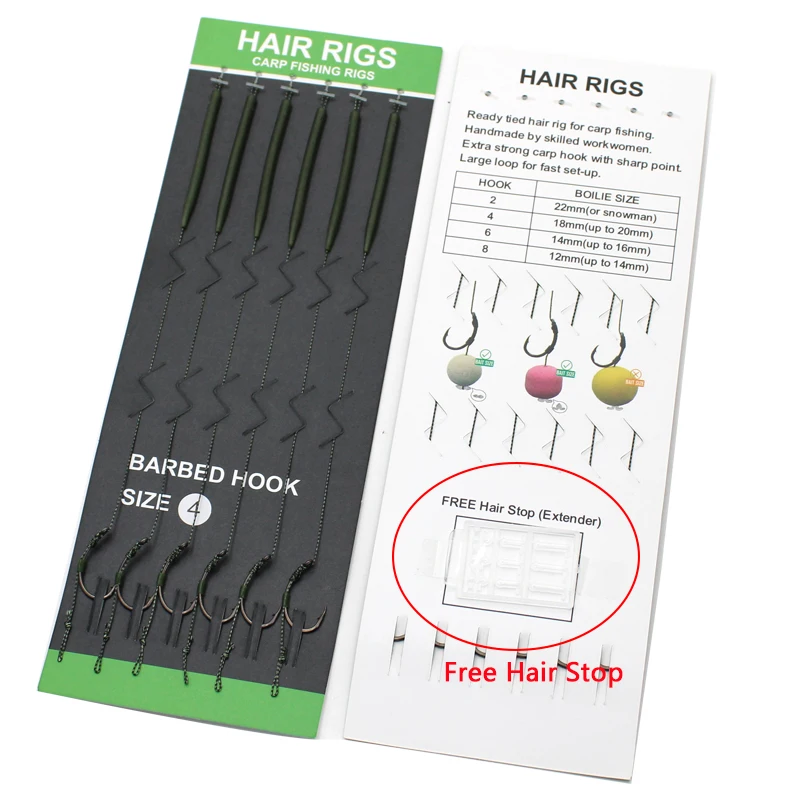

6pcs Carp Fishing Rig Micro Barbe Size 2/4/6/8 Hook Hari Stop Carp Hair Rig High Carbon Steel PTEF Coating For Carp Fish Tackle