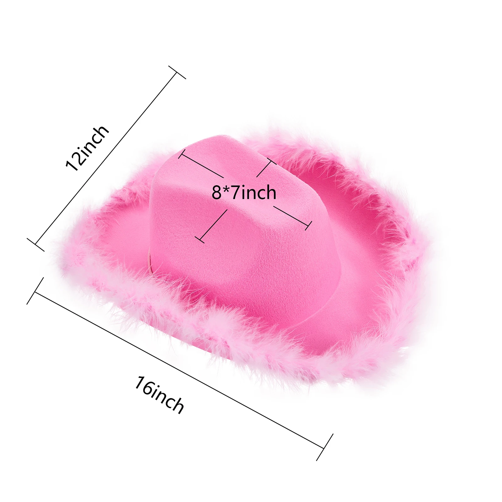 Women's Cowboy Hat Adult Solid Color Furry Trim Wide Brim Hat Female Cap For Dating Party cowgirl hats cowboy hats