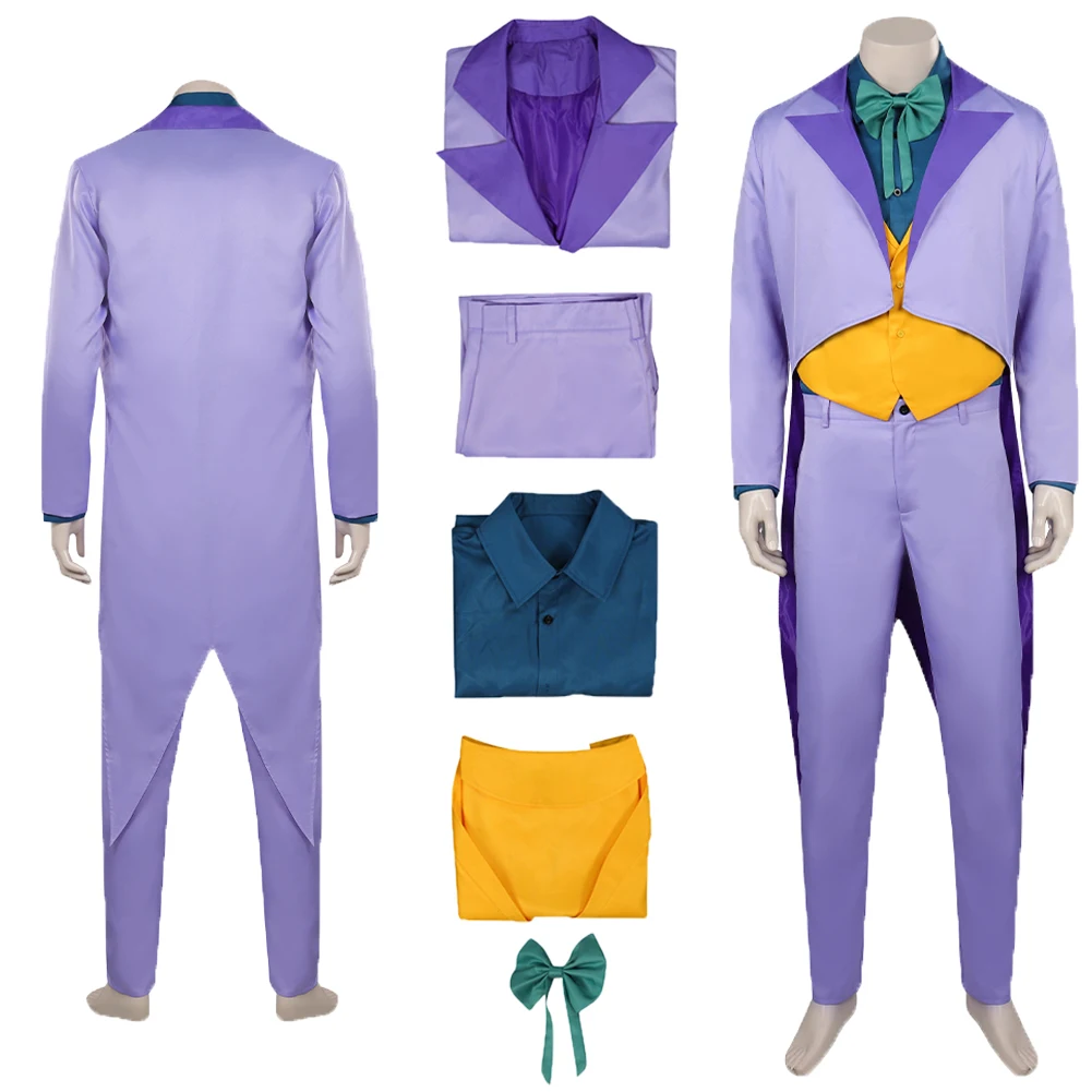

Cos Super Villain Joker Fantasy Cosplay Costume Coat Pants Outfits Accessories For Adult Men Male Roleplay Halloween Carnival