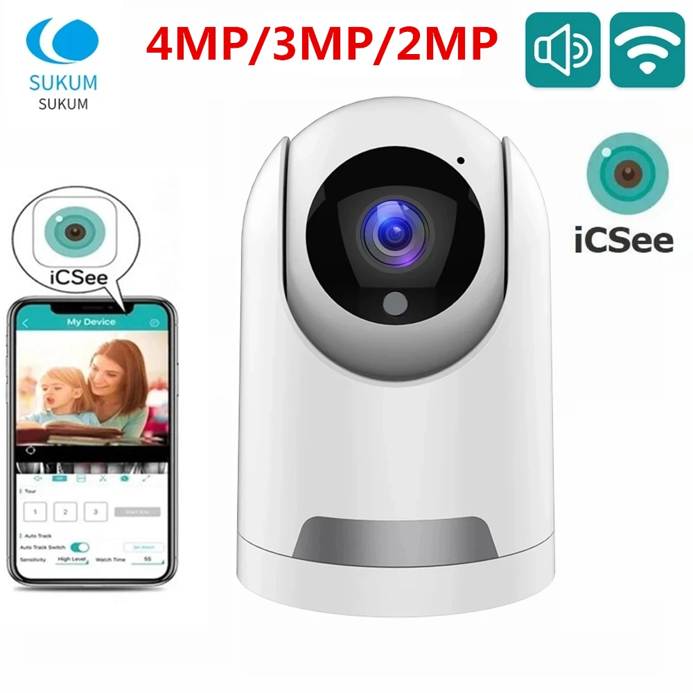 Mini Telecamera Wifi 4Mp Icsee Smart Home Indoor Two Ways Audio Security Protection Telecamera Cctv Wireless