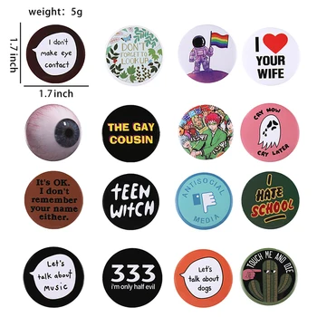 Fun Tinplate Pin Round Button Brooch Lapel Badges  1