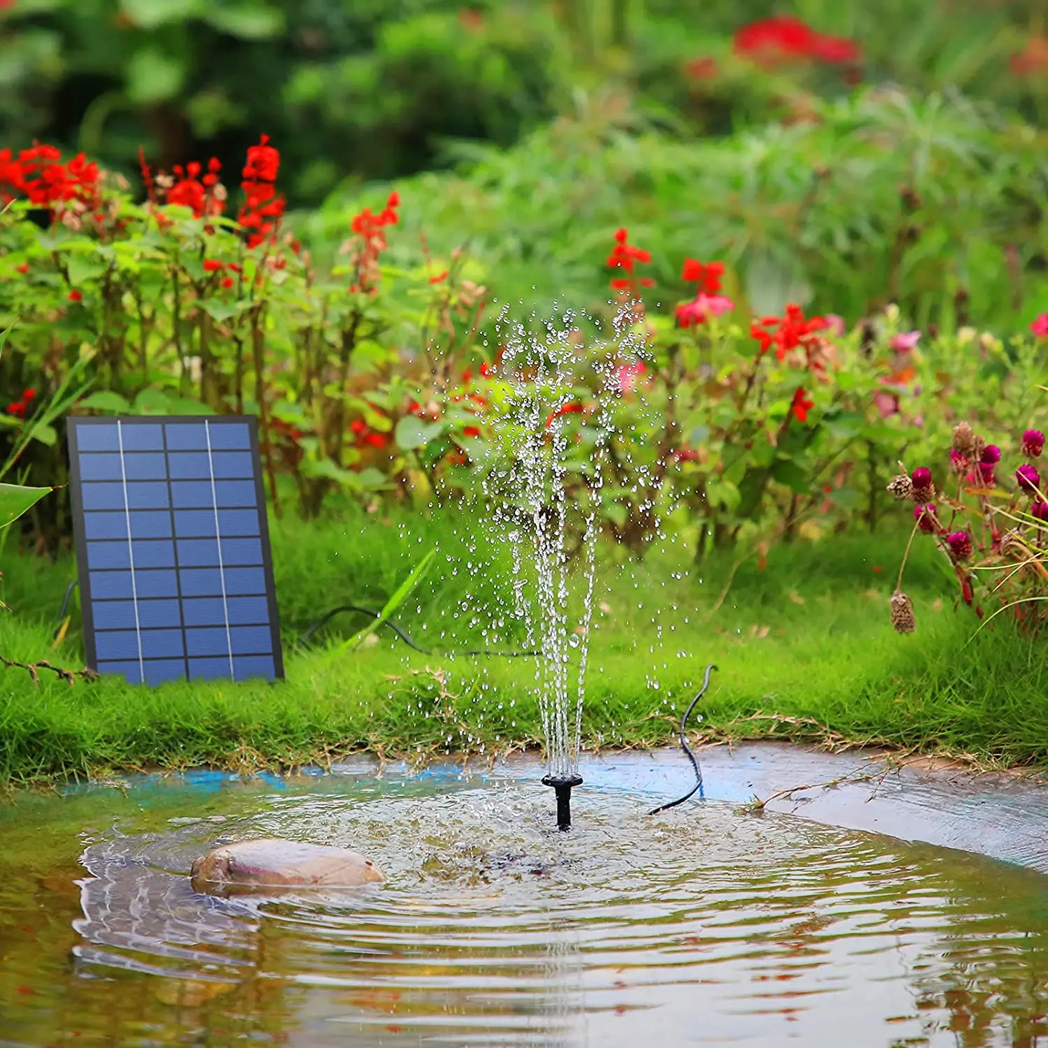 2.5W Solar Fountain Pompel, mat 6 Nozzles a 4ft Waasserleitung, Solar ugedriwwen Pompel fir Vugelbad, Pond, Gaart an aner Plazen_voghion.com