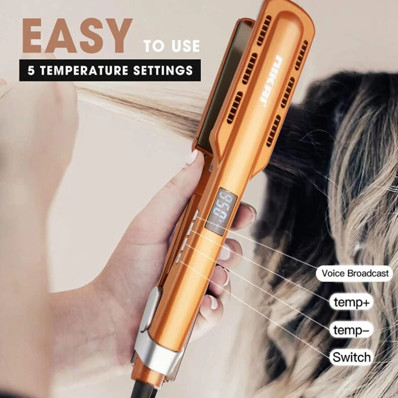 Professional Tourmaline Ceramic Hair Straightener LCD Display Flat Iron Fast Heat Curling and Straightening Salon