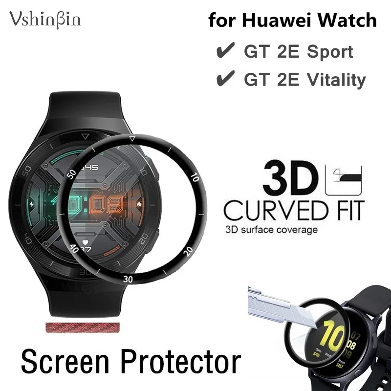 100PCS 3D Curved Soft Screen Protector for Huawei Watch GT 2E GT2 Smart Watch Full Coverage Protective Film (No Tempered Glass)