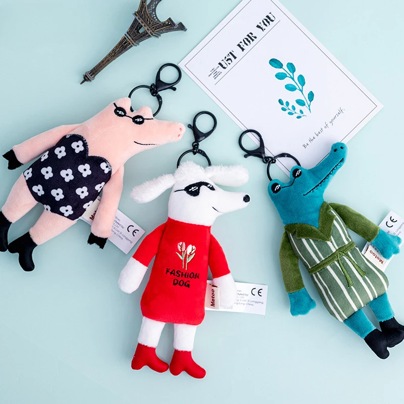 

Funny Schnappi with Fashion Cloths Keychain Cute Stuffed Animal Keyring Gifts for Kid Cartoon Bag Pendant Accessories Wholesales