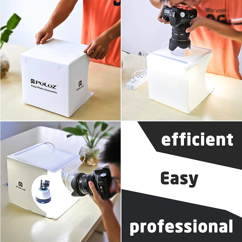 Portable Folding Lightbox Light Box Mini Photography Photo Studio Box Softbox 2 LED Photo with 6 Color Backdrops