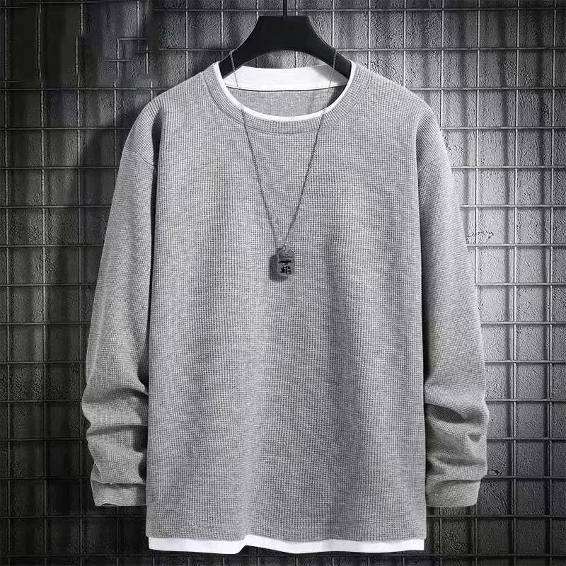 Light gray D01 waffle long sleeve