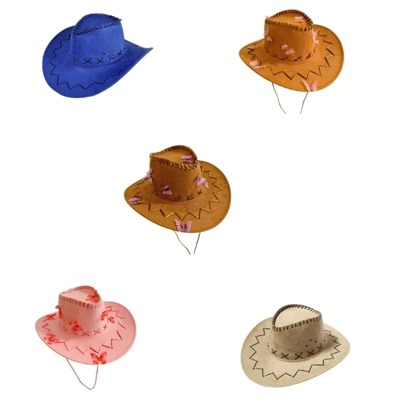 

Western Cowboy Hat Butterfly Panama Hat Adult Sunproof Hat Warm Travel Headwear