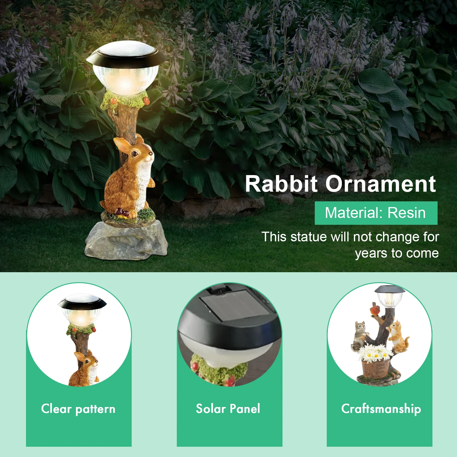 Solar LED Animals Figurine Resin Light Decorative Figurine With Light Outdoor Garden Lawn Holiday Gifts Home Decor For Courtyard