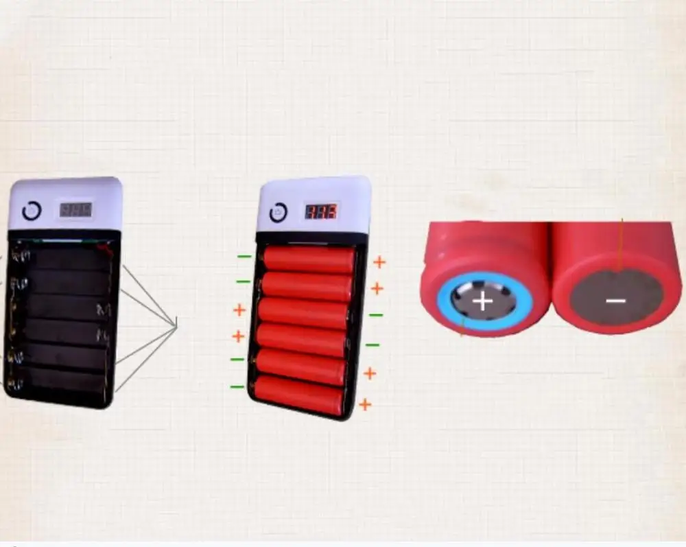 3.3A 5V 12v 19v 21V Mobile power bank Six 18650 Battery Charger For 19V Laptop 5V phone not include battery