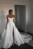 FIDDY898 Strapless Sleeveless Wedding Dresses High Quality Satin Fabric with Buttons Sweetheart Leg Split Bridal Dress C137 6