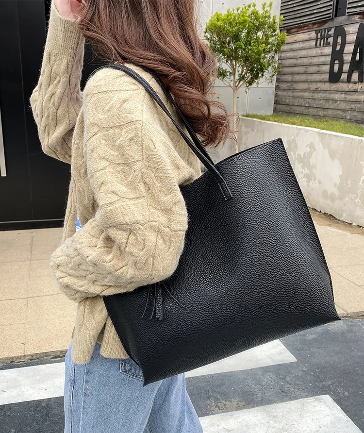 Grandi Borse a Spalla Nere per Donne, Borsa Shopper Hobo Grande, Borsa a Tracolla in Pelle Morbida di Qualità, Borsa da Viaggio per Signore - immagine 4