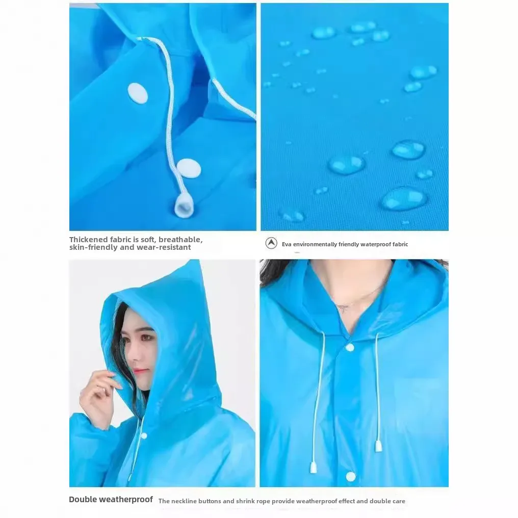 EVA Thickened Reusable Raincoat Poncho for Adults Kids Students, Lightweight Waterproof Rainstorm Proof Outdoor Hiking Gear