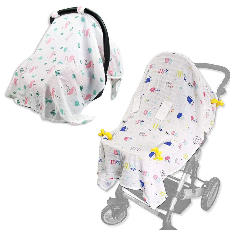 

Baby Stroller Accessories Muslin Blanket Car Seat Cover Breathable Sunshade Safety Basket Cart Cradle Cap Visor Sun Canopy