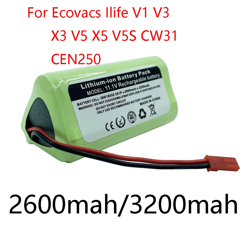 

12V 2600mah 3200mAh 11.1v Replacement Li ion Battery For Ilife V1 V3 X3 V3 V5 X5 V5S CW310 CEN250 Robot Cleaner Parts 3S Lithium