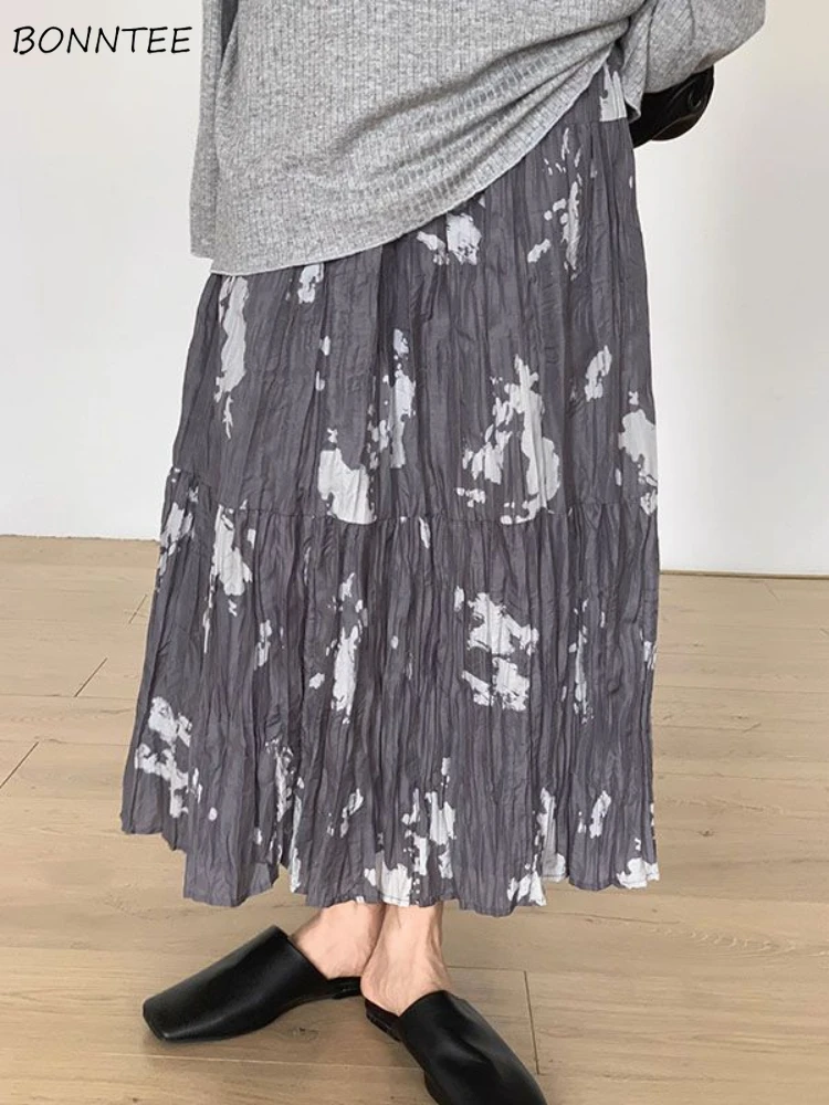 

Юбка женская повседневная с завязкой, простая уличная одежда с завышенной талией, свободная эластичная талия, одежда в Корейском стиле, весна-осень