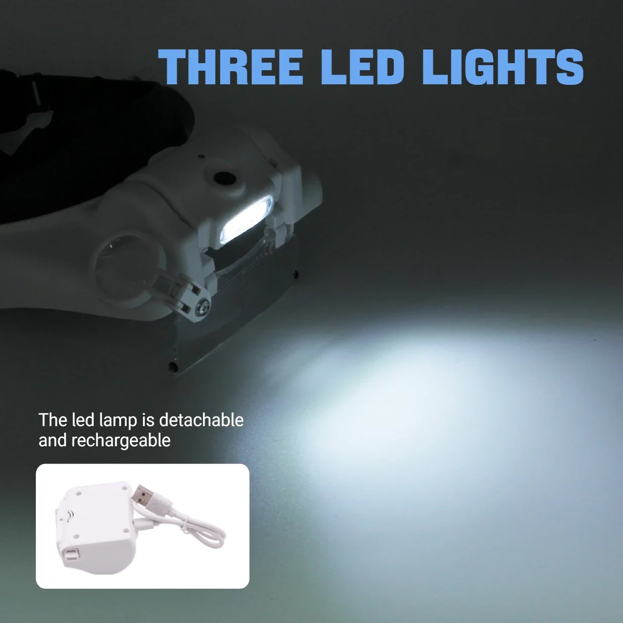 Magnifying Glass Hands-Free Illuminated 1.5x-8x Magnification USB Rechargeable For Solder Repair Watchmaking Maintenance