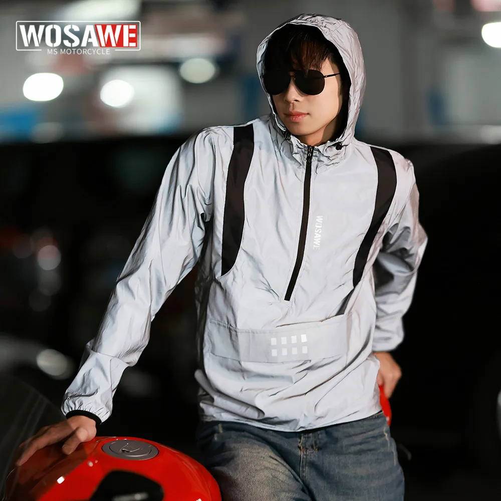 Motorcycle Jacket Men Spring Summer Windbreaker Cycling Long Jersey Full Reflective Water Resistant reflective safety jacket cycling windbreaker