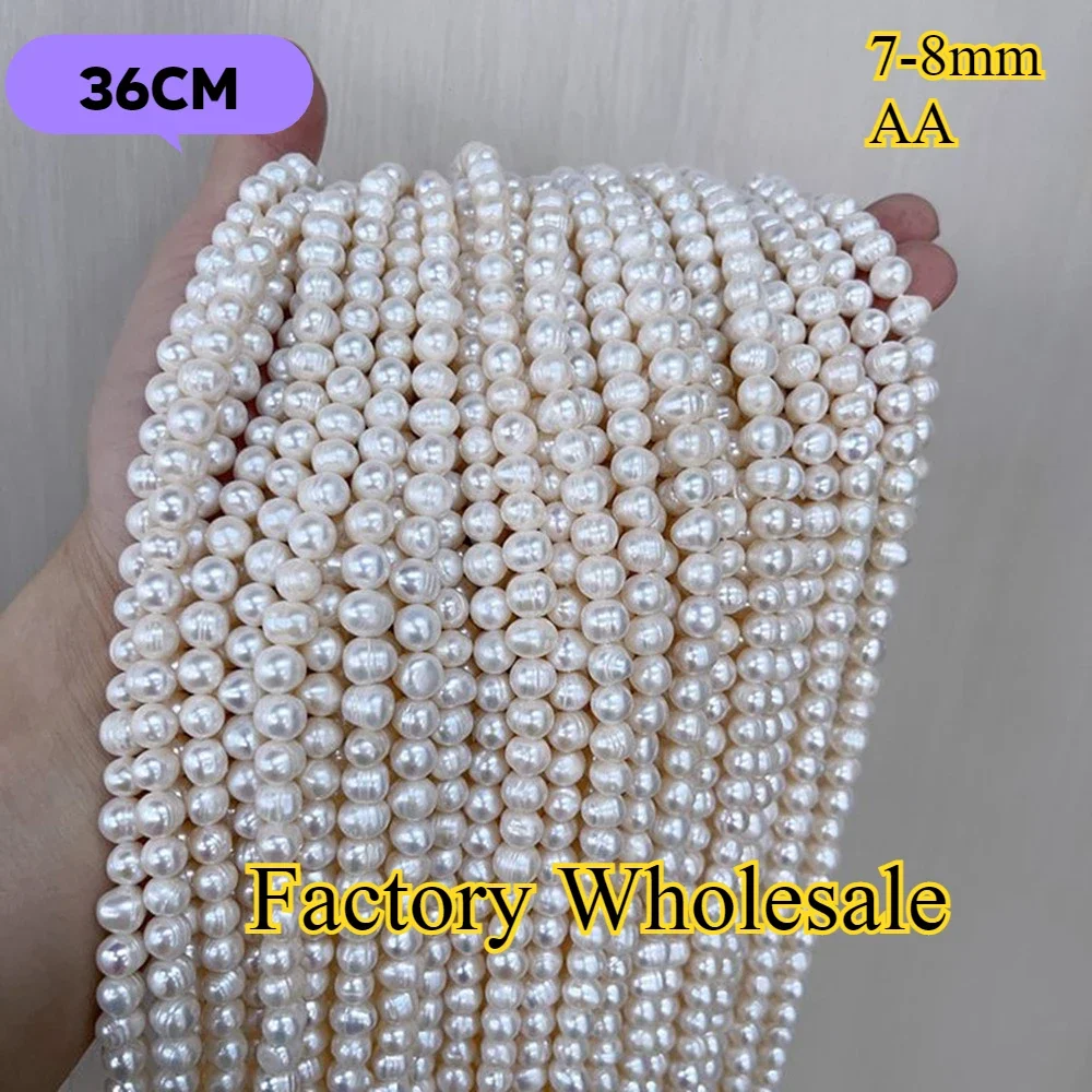 7-8mm AA Hot Sale New Real Round Isolated Bead Wholesale Natural Freshwater Pearl Jewelry Make DIY Necklace Bracelet Women Gift