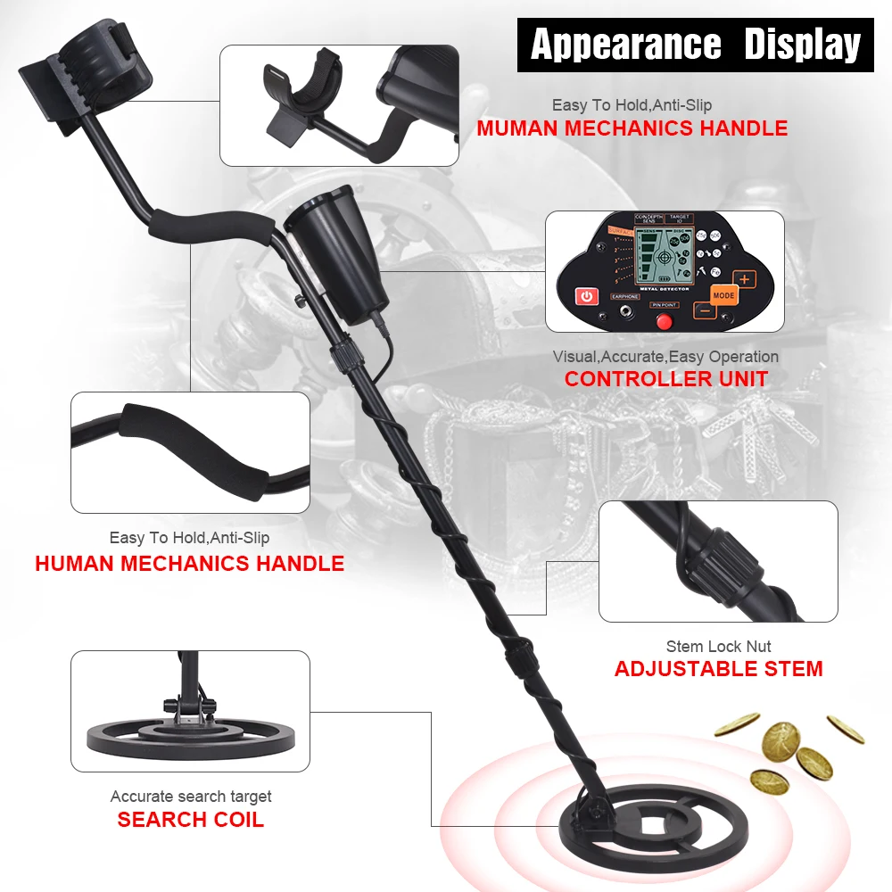 detector de metales Professional Ground Metal Detector Adjustable Balance Disc Pin pointer Modes Upgraded Hunter Detecting