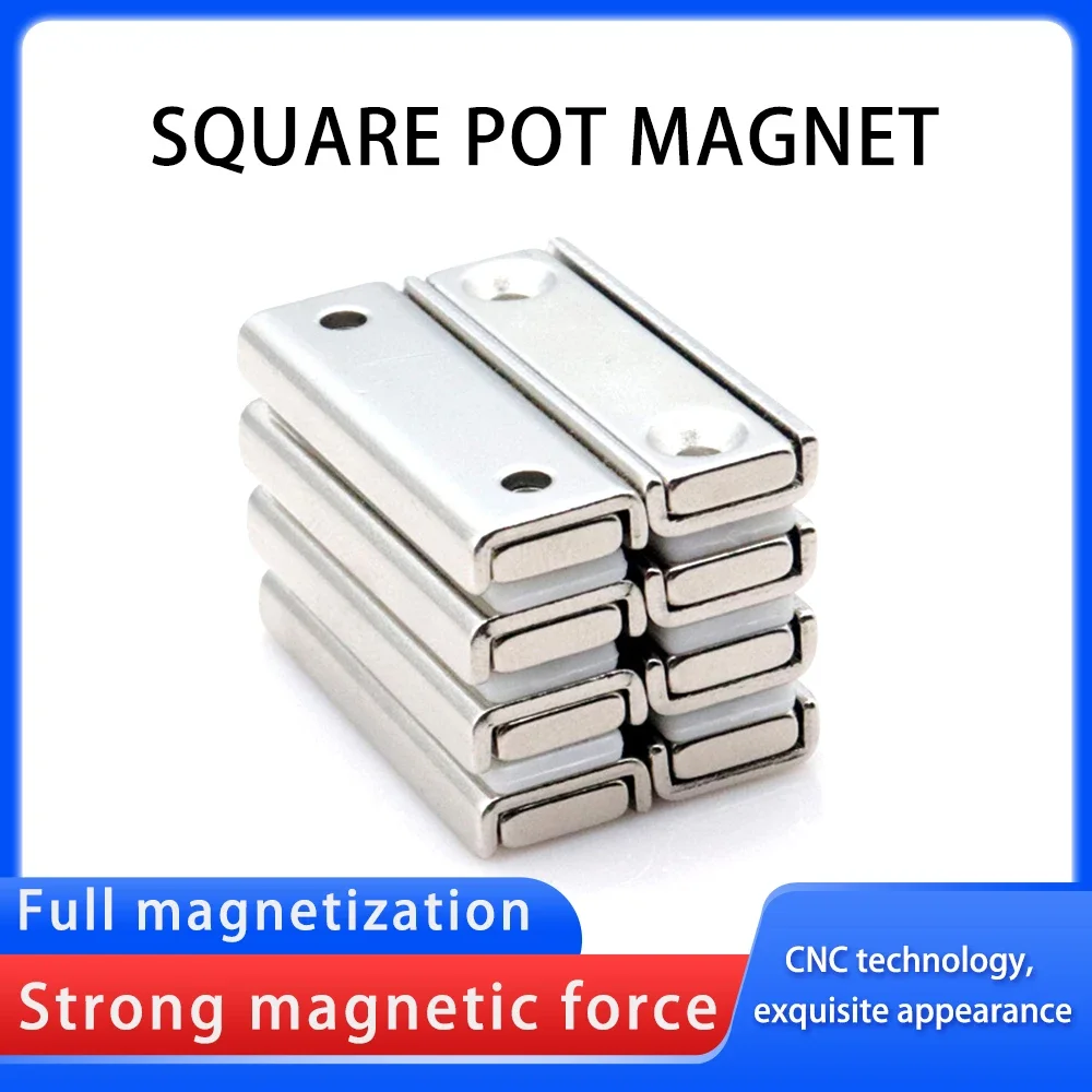 Strong Square หม้อแม่เหล็กยาว Countersunk แม่เหล็กเครื่องมือพร้อมแม่เหล็กมีดสําหรับ Home Office,DIY 1