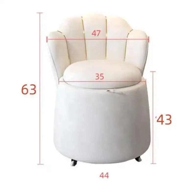Light Luxury Makeup Bench Bedroom Small Household Dressing Table Stool Storage with Backrest Round Stool Storage Makeup Chair