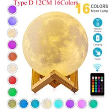  ZK30 Levitating Moon Lamp Night Light Floating 3D Printing LED Moon Lamp with Wooden Base and Magnetic with 3 Colors 