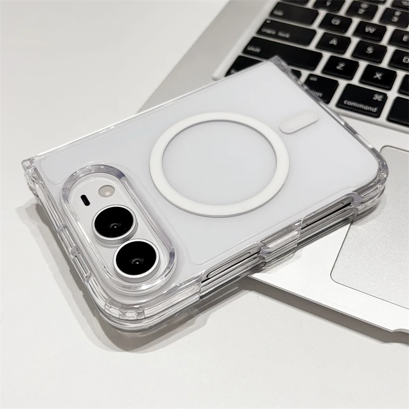 Crystal Clear Magnetic Phone Case with Shockproof Protection and Wireless Charging Compatibility