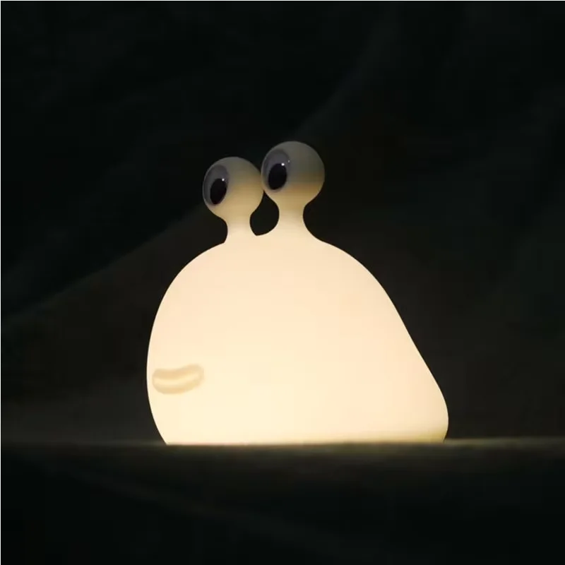1pc Cute Soft Slug Night Light ,Touch Control Timing,USB Rechargeable Desktop Lamp, Soft Light Sleeping Light for Bedroom Decora