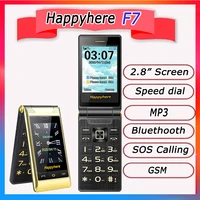 Happyhere F7 dock 2.8" Dual Screen cell phone Dual SIM One-key Call FM Camera Recorder flip Mobile Phones Russian Keyboard 1