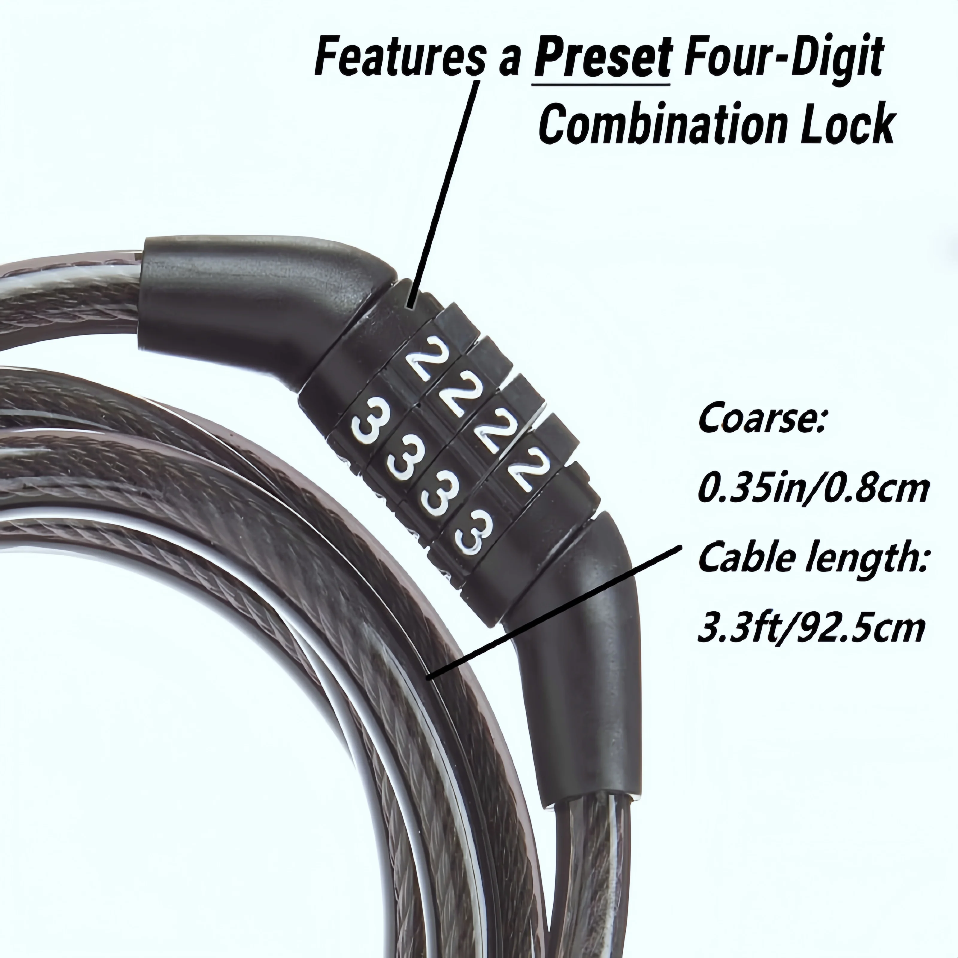 Bicycle Cable Lock 4-digit Password Lock 1-meter Ultra Strong Cable For Mountain Bikes Road Bikes