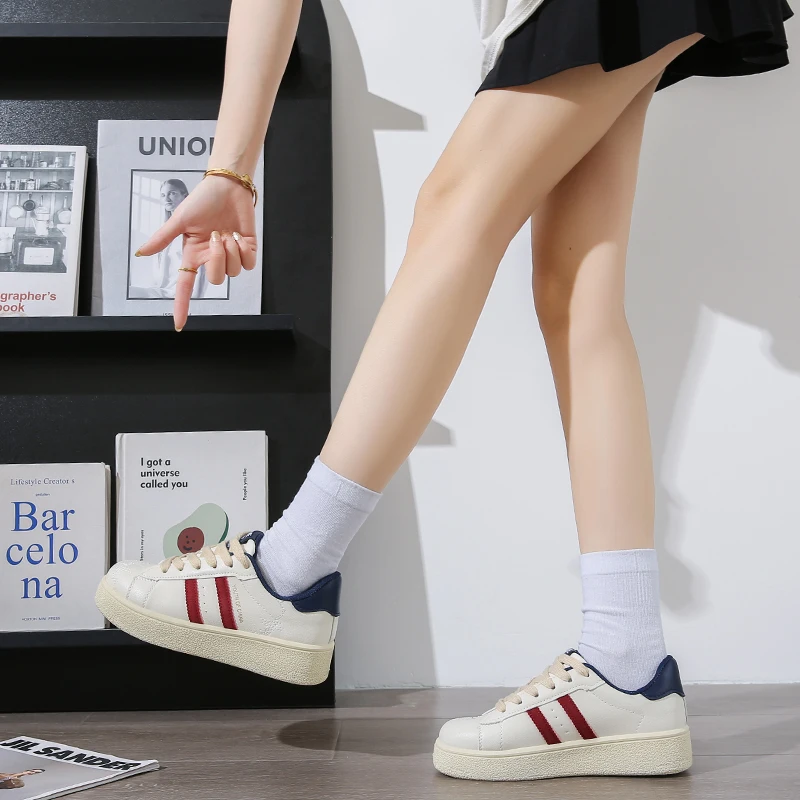 Board Shoes Women's Sneakers New Muffin Running Khaki Black White Color Matching Fashion Women's Shoes Casual Sports 35-40