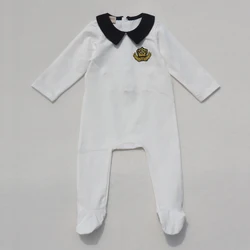 Children's White and Black Lounge Pajama Robe with Red Embroidered Crown - 24M (White rompers boy)