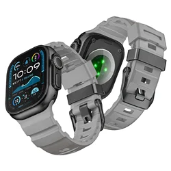 Fluorescent Silicone Sport Band Bracelet - 42 - 44 - 45 - 49 - S10 - 46mm (Grey black)