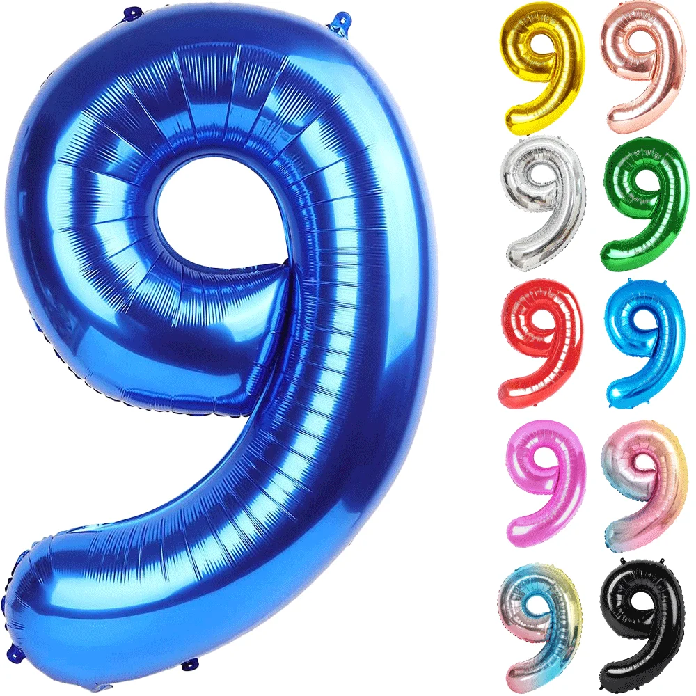 32 Zoll mehrfarbiger Nummer 9 Ballon große Zahlenballons 0-9 Jungen Mädchen Geburtstagsdekoration Frauen Männer Party Jubiläumszubehör