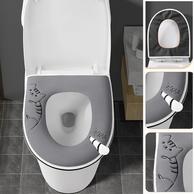 Portable Toilet Mat Winter Zipper soft Toilet Seat Cover winter Thickened Warm WC Potty Cushion Four seasons Closestool case New toilet seat cover toilet mat