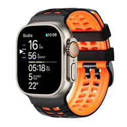 Premium Silicone Sports Bracelet for Apple Watch - Versatile Replacement Band (Black Orange)