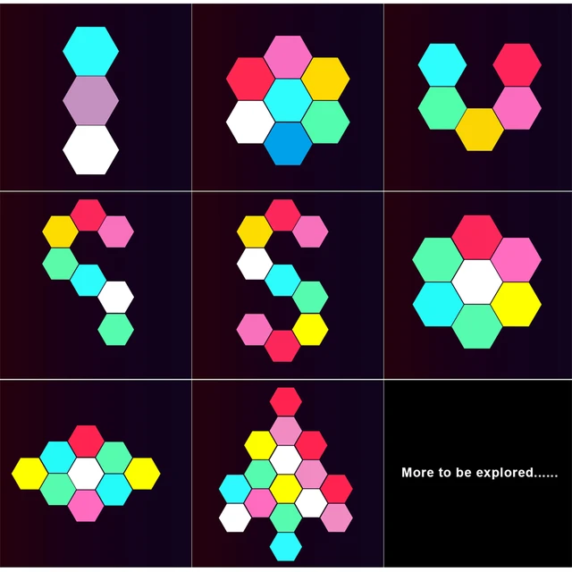 1-24 PCS Touch Sensor LED Night Light Sensitive Hexagonal LED Quantum Lamp Modular Hexagons Creative Decoration Wall Lamp 3