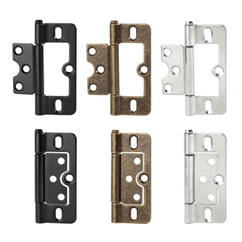 2pcs Metal Door Hinges Cabinet Doors Windows Wooden Box Flat Hinge Home Furniture Hardware Accessories