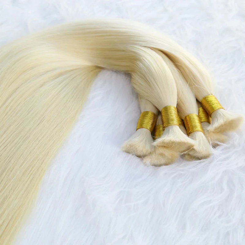Hot Bulk Human Hair Straight Hair For Braiding No Weft Extensions Color #60 Remy Human Bulk Bundles For Braid