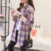 2025 Autumn New Casual Loose Plaid Shirt Women Fresh College Style  Long Sleeve Blouses and Tops Female Checked Shirts.Clothes - Image 6