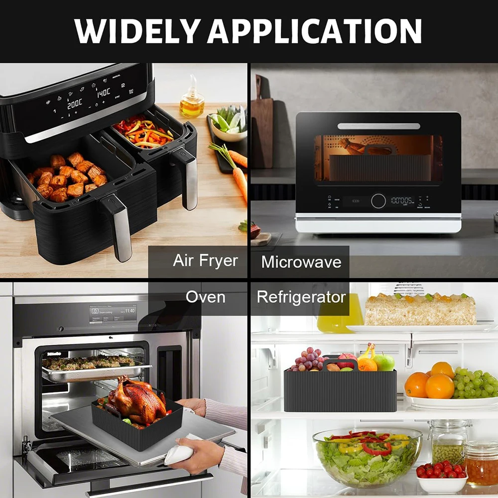 GINOYA 7 stks Airfryer Accessoires voor Tefal Easy Fry 5.2L/3.1L, Tower T17099, Lakeland 5L/3L, Salter EK5729, Netta 5.5L/3.5L, EUARY 4L/6L, Air Fryer Liners & Rack, Spatel, Keuken Tang, Olie Borstel
