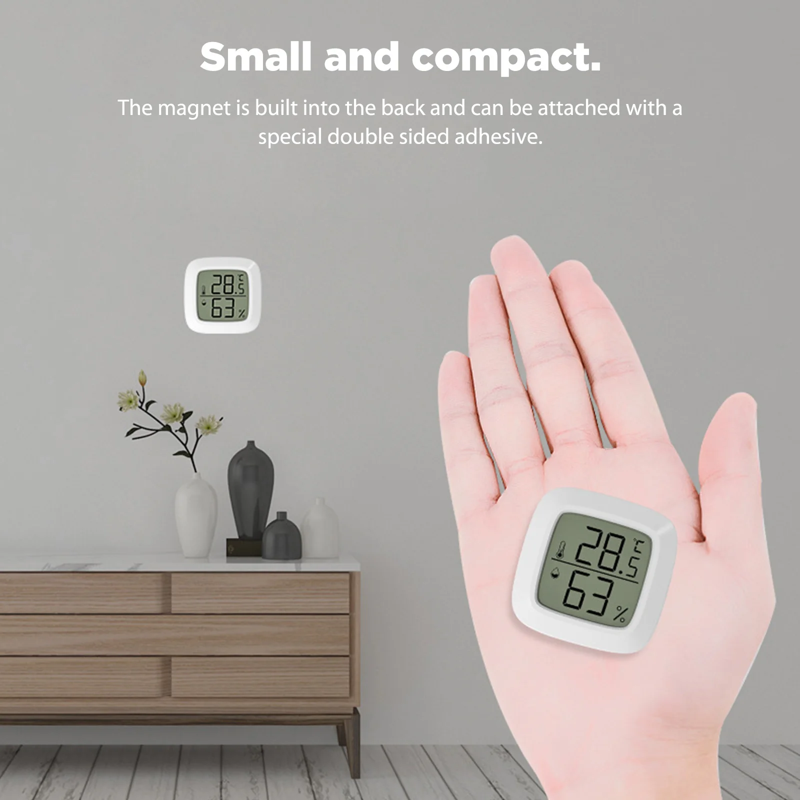 3-10PCS Humidity Sensor Mini Temperature Measurement Instruments with Magnetic Suction Temperature Tester Gauge Household Use 3