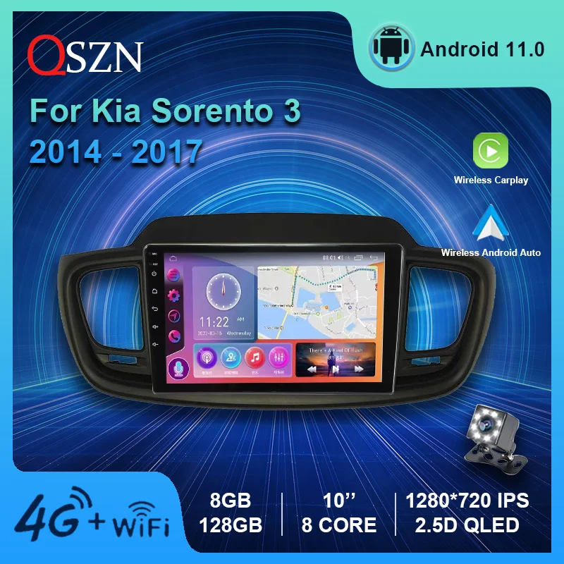 

QSZN 2K QLED Android 12 Car Radio For Kia Sorento 3 2014 - 2017 Multimedia Video Player GPS 4G Carplay Auto Navigation Stereo